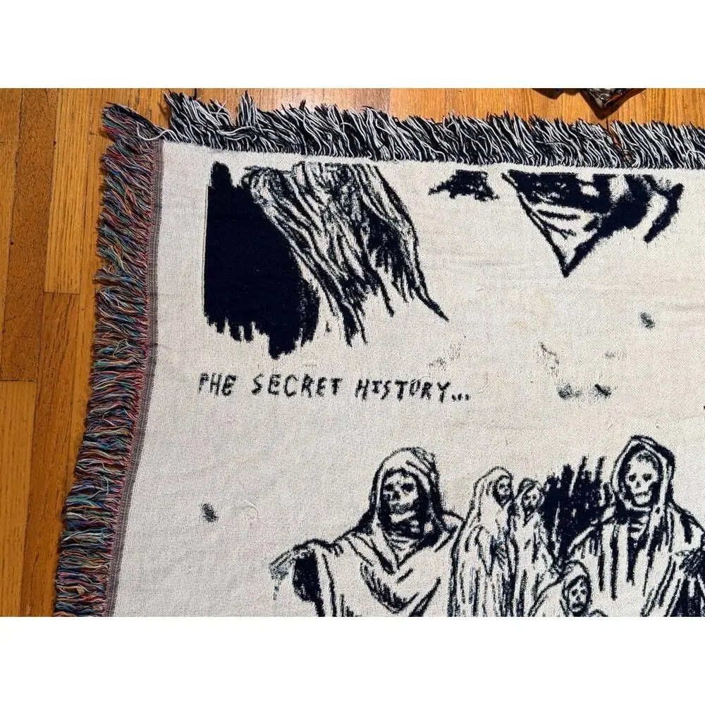 Gothic Woven Tapestry Throw Blanket Skull Grim Reaper Punk Art 80x60 Fringe